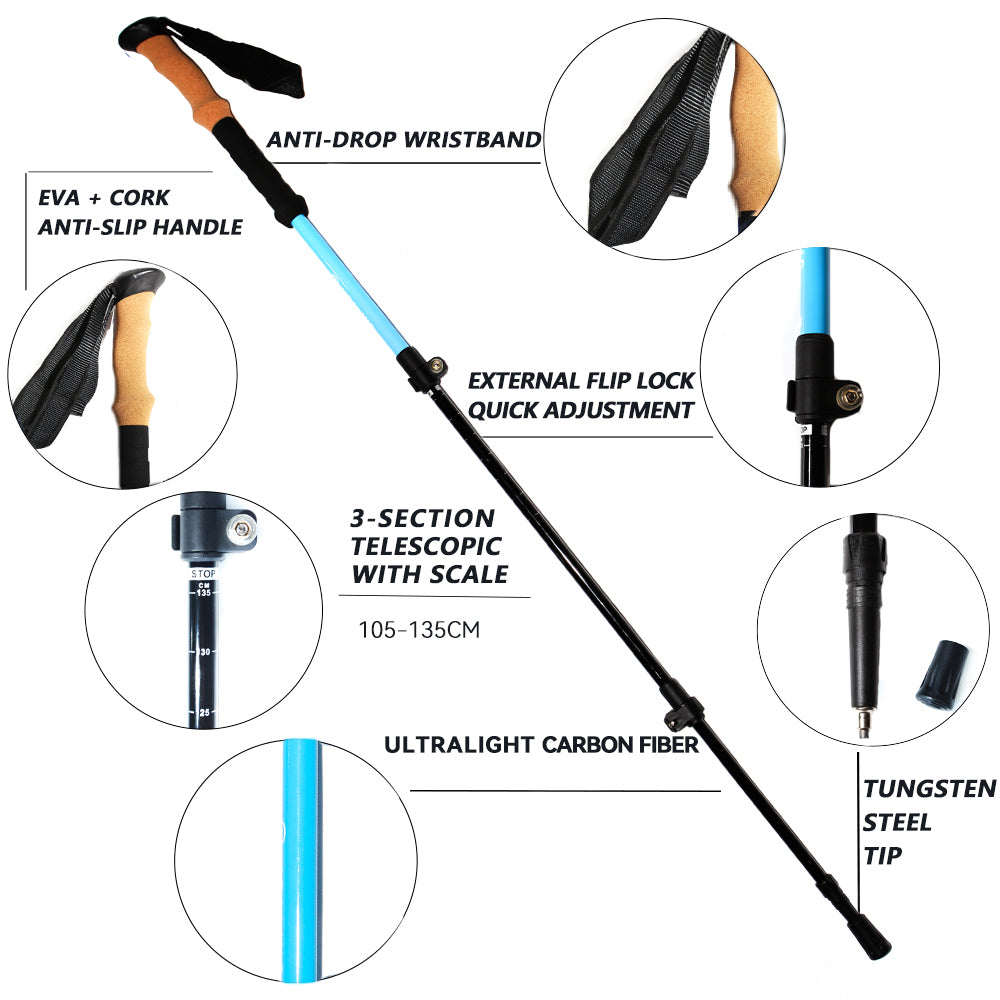 Adjustable Carbon Trekking Poles – Custom Height & Stability