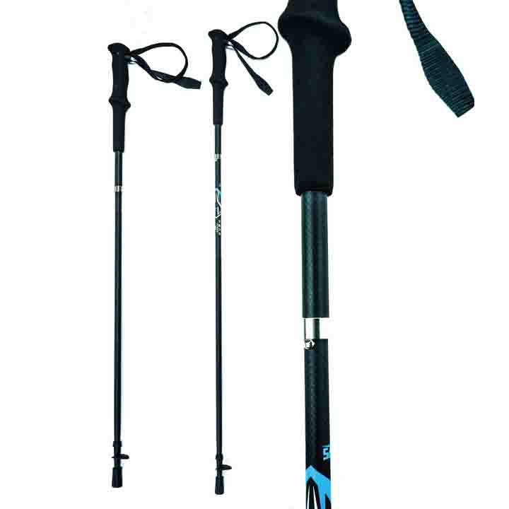 Mountain Trail Carbon Fiber Trekking Poles  -  3 sections Folding