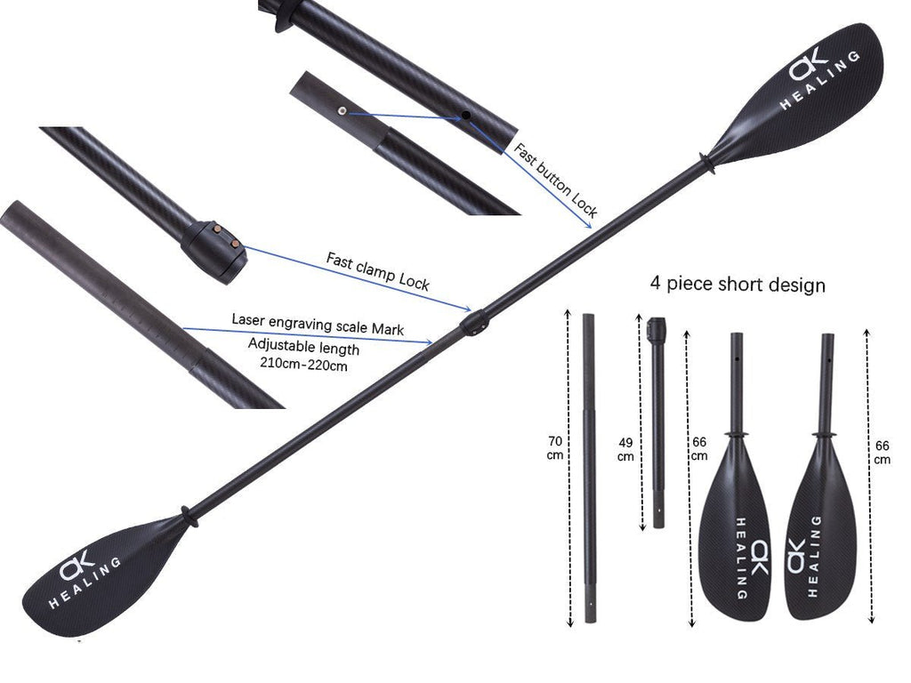 3K Carbon Fiber 4-Piece Kayak Paddle – Reinforced - okhealingwild
