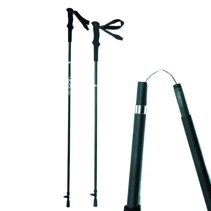 Mountain Trail Carbon Fiber Trekking Poles  -  3 sections Folding