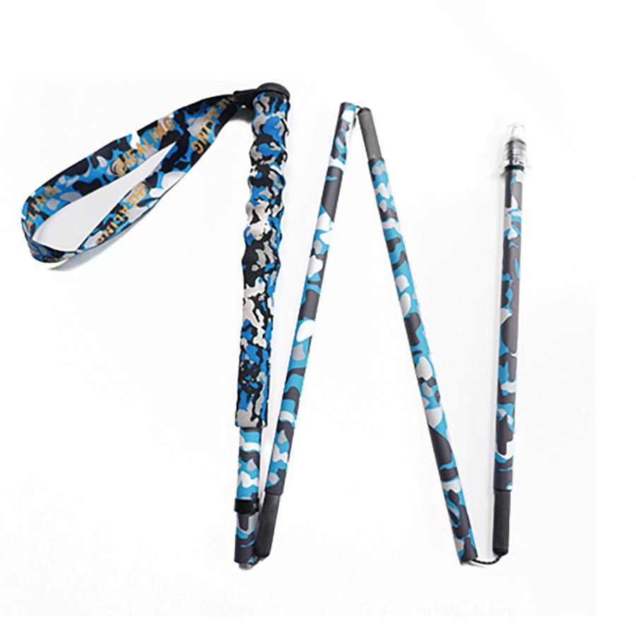 5 section Folding Carbon Trekking Poles – Blue Camouflaged - okhealingwild