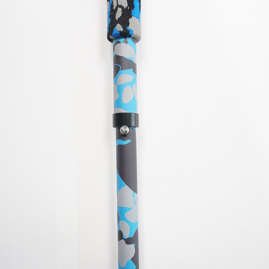 5 section Folding Carbon Trekking Poles – Blue Camouflaged - okhealingwild
