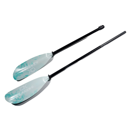 Adjustable Fiberglass 2-Piece Kayak Paddle - Seafoam Marble