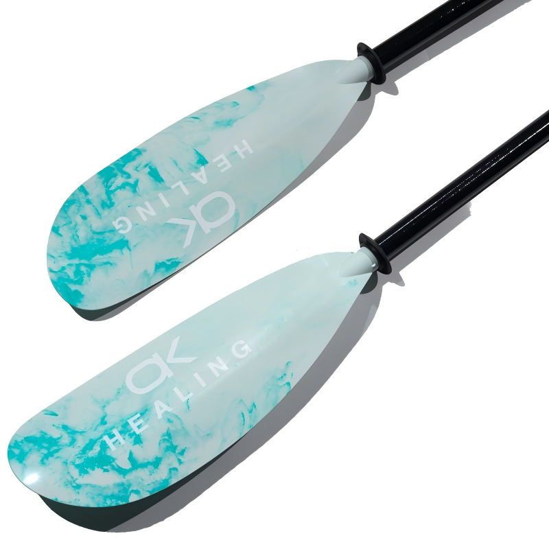 Adjustable Fiberglass 2-Piece Kayak Paddle - Seafoam Marble