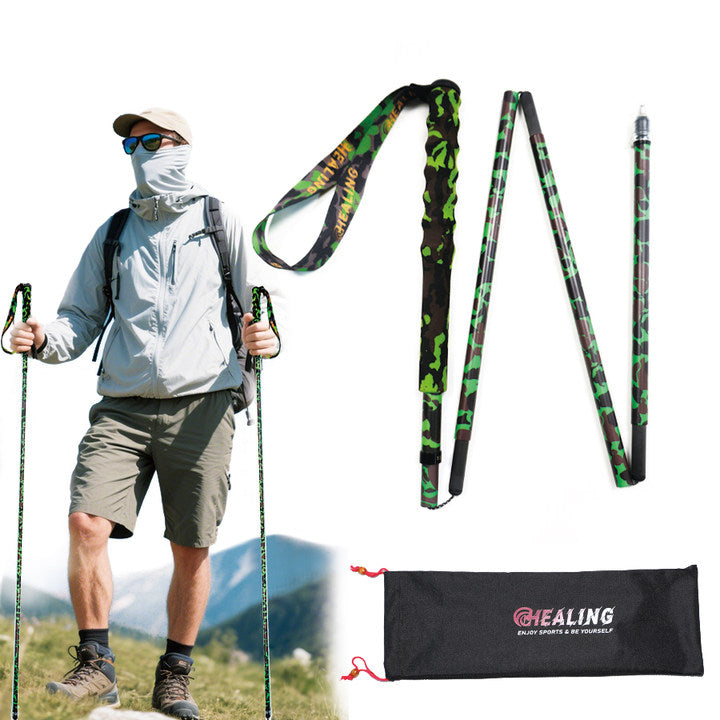 Foldable Carbon Trekking Poles – Green Camouflage