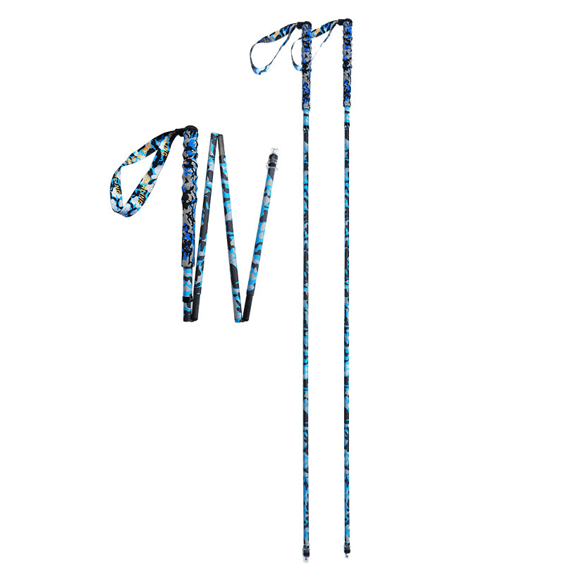 5 section Folding Carbon Trekking Poles –  Blue Camouflaged