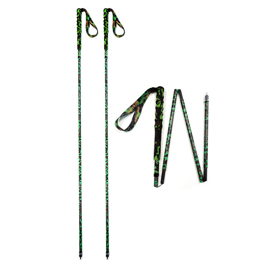 Foldable Carbon Trekking Poles – Green Camouflage