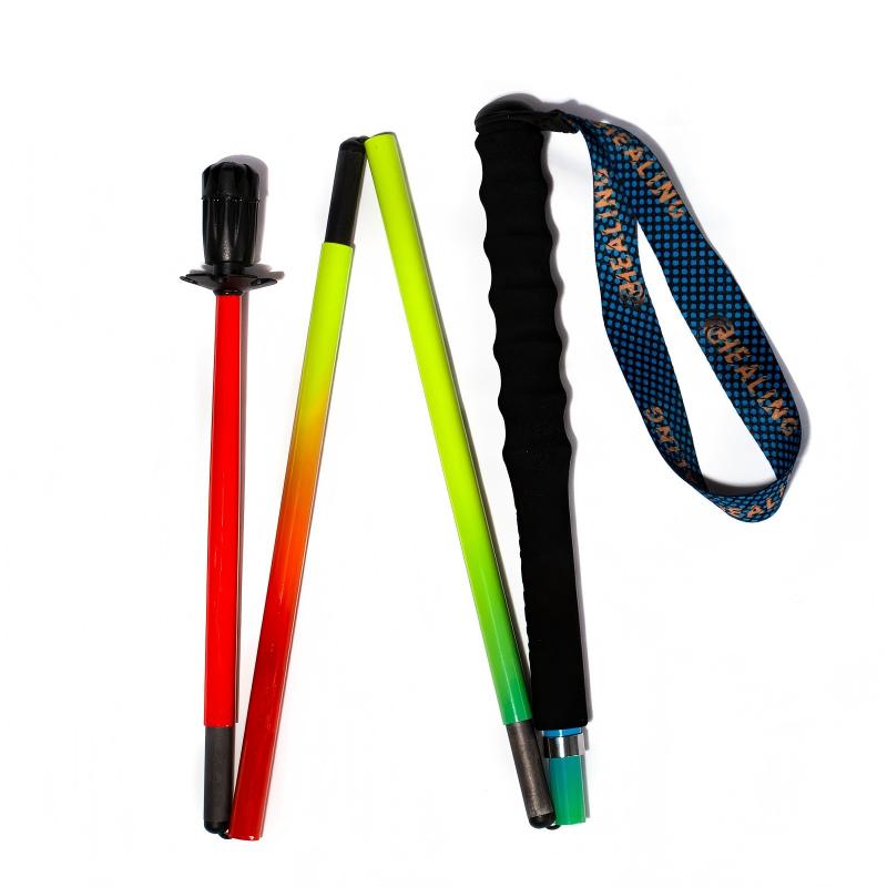 5 section Folding Carbon Trekking Poles – Rainbow