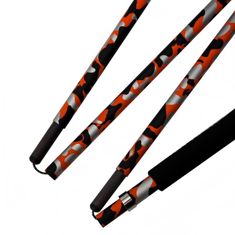 5 section folding Carbon Trekking Poles – Orange Camouflage