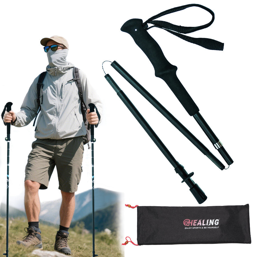 Mountain Trail Carbon Fiber Trekking Poles  -  3 sections Folding