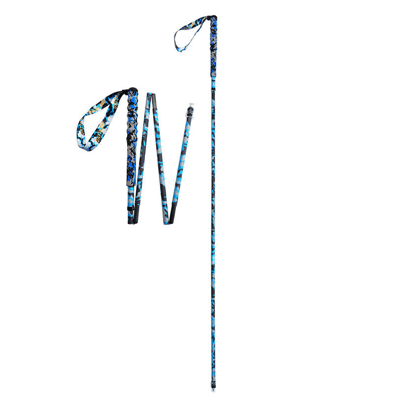 5 section Folding Carbon Trekking Poles –  Blue Camouflaged