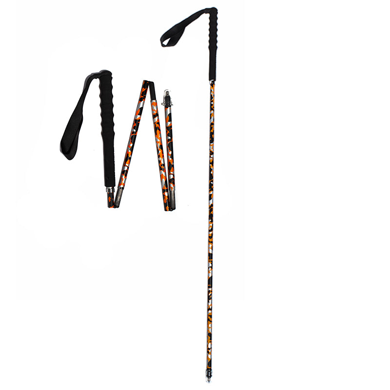 5 section folding Carbon Trekking Poles – Orange Camouflage
