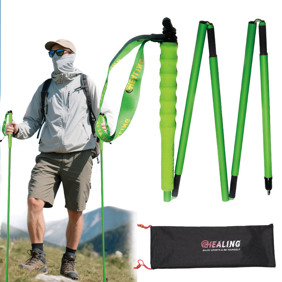 Carbon Trekking Poles – High Visibility - Lime Green