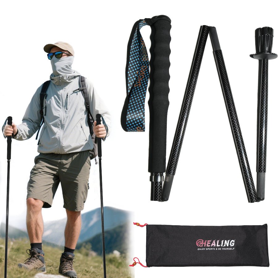Foldable Ultralight Carbon Trekking Poles - Carbon Weave - okhealingwild