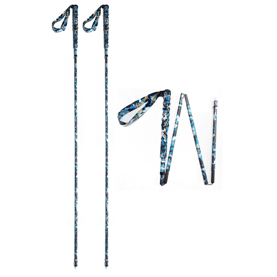 5 section Folding Carbon Trekking Poles –  Blue Camouflaged