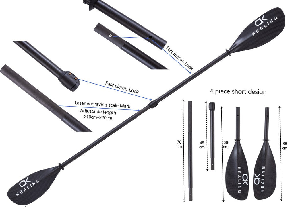 Carbon 4-Piece Kayak Paddle - Adjustable and Detachable