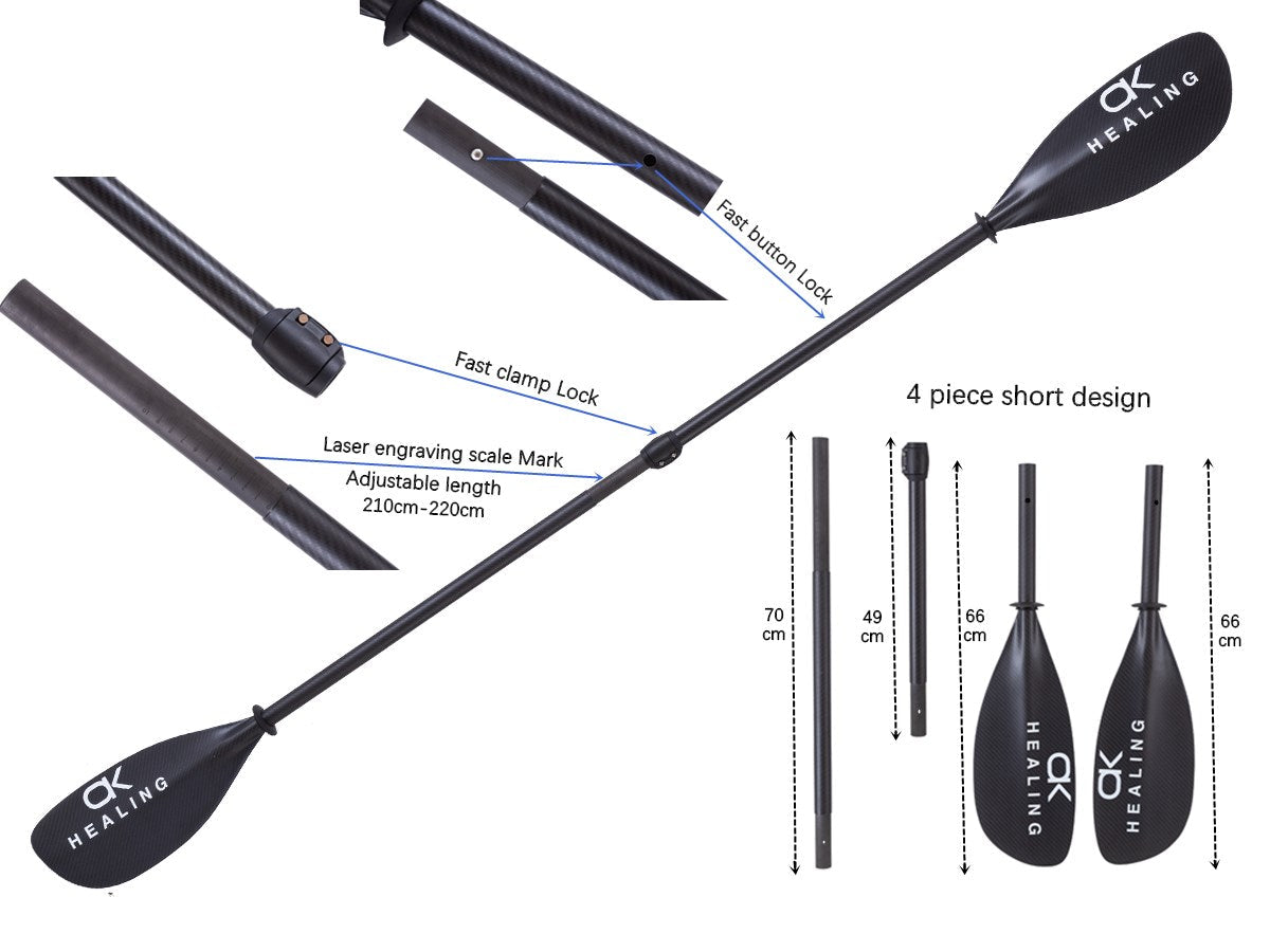 Carbon 4-Piece Kayak Paddle - Adjustable and Detachable
