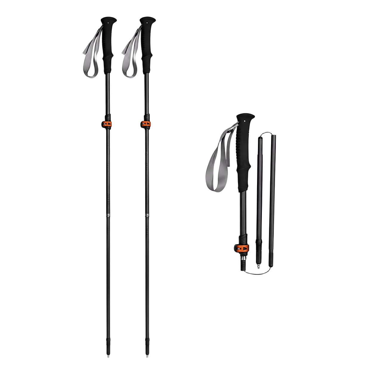 Ultralight Compact Carbon Folding Trekking Poles – M Obsidian Black - okhealingwild